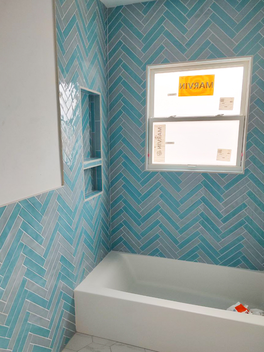 Herringbone Tile Bathroom